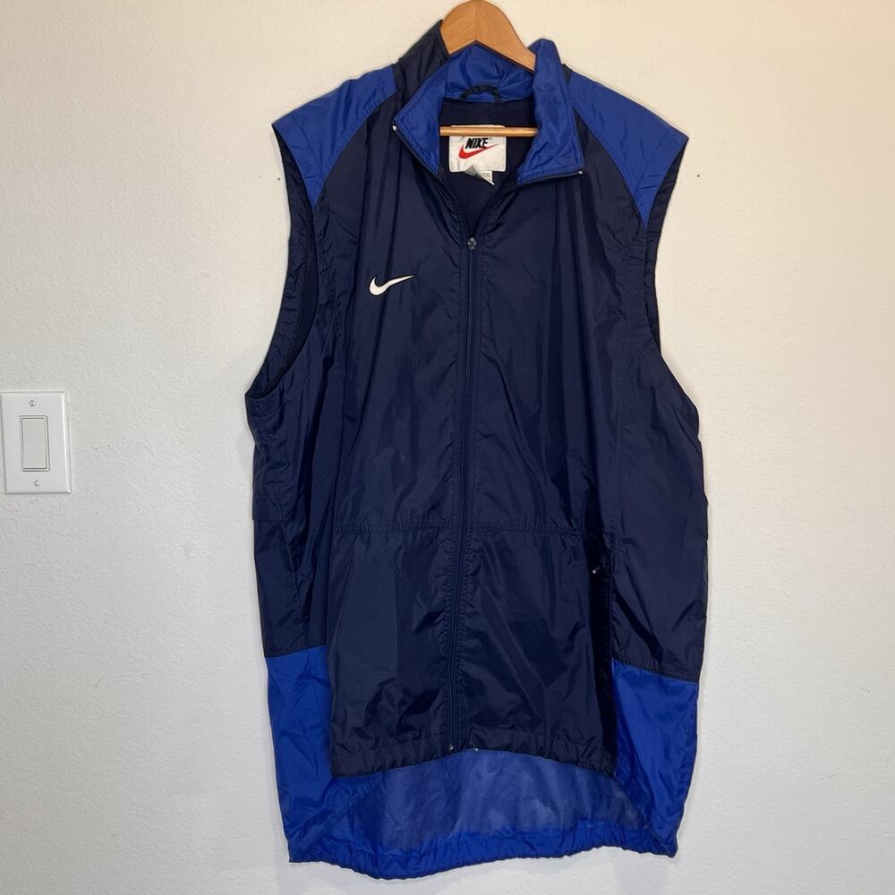Nike Windrunner Vest Size XXL Blue Sleeveless Wind Full Zip Mesh Lined Vintage